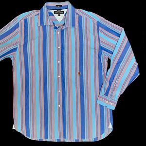 Tommy Hilfiger men’s dress shirt size XL red white‎ and blue stripes